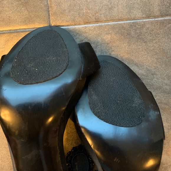 Steve Madden 5” black satin heel w/ beaded ankle - Picture 8 of 10